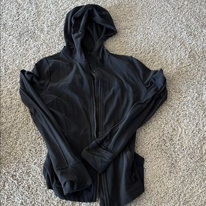 Lululemon Women's Black Hooded Jacket. Size 2. Zipper is broke so doesn’t zip.